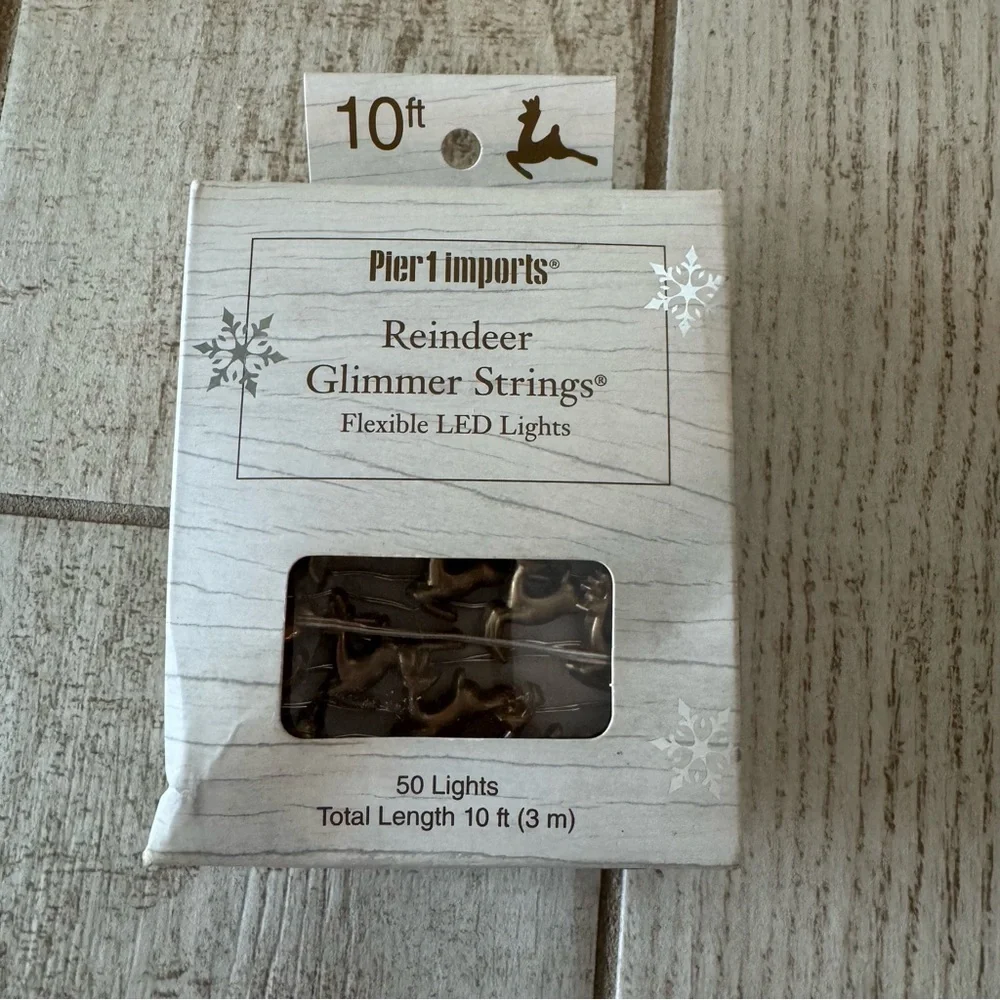Pier 1 Imports Joy‎ Glimmer Flexible String LED Lights 10ft 50 Lights Reindeer